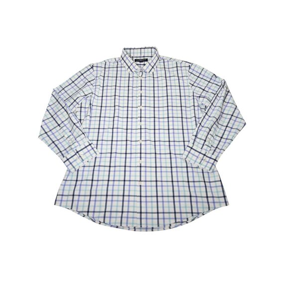 Mizzen + Main Leeward Button Up Shirt Check Men's XXL Trim Fit White Blue - Picture 2 of 9
